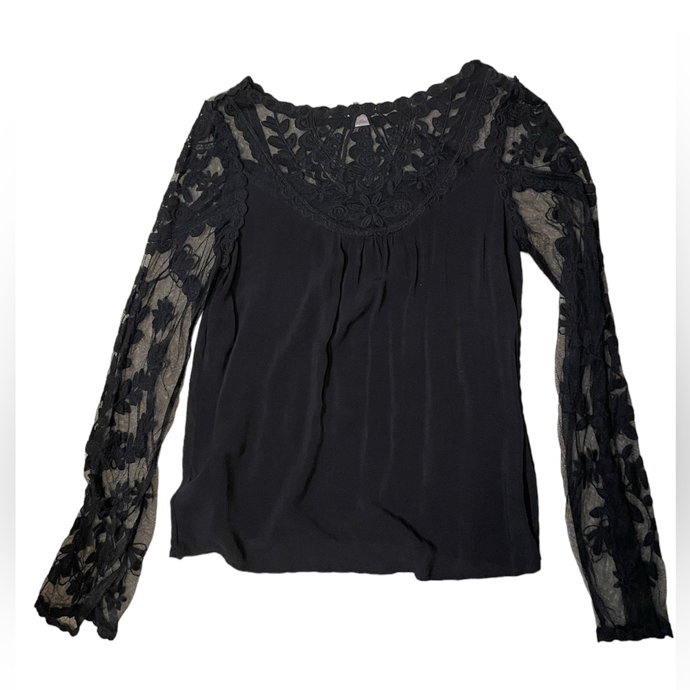Large black lace blouse